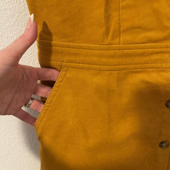 J. Crew Mustard Yellow Button-Front Corduroy Mini Dress - Picture 3 of 7